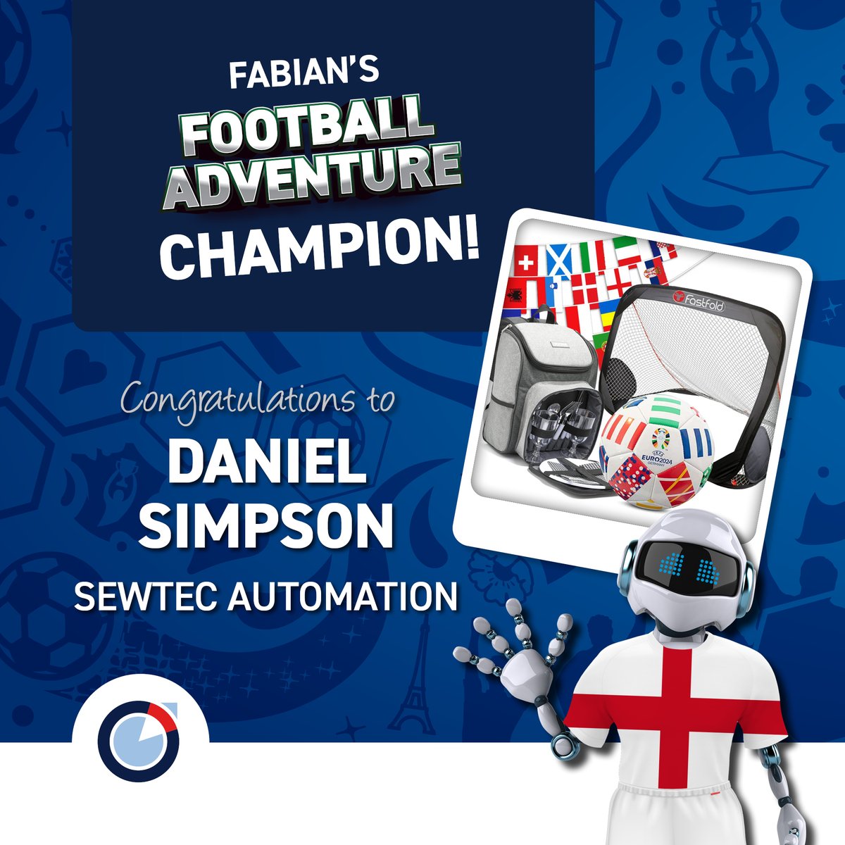 A big thank you to everyone who took part in our Fabian’s Football Adventure treasure hunt held earlier this month!

Congratulations to the winner, Daniel Simpson of Sewtec Automation, who is the lucky recipient of our grand prize bundle of football goodies!