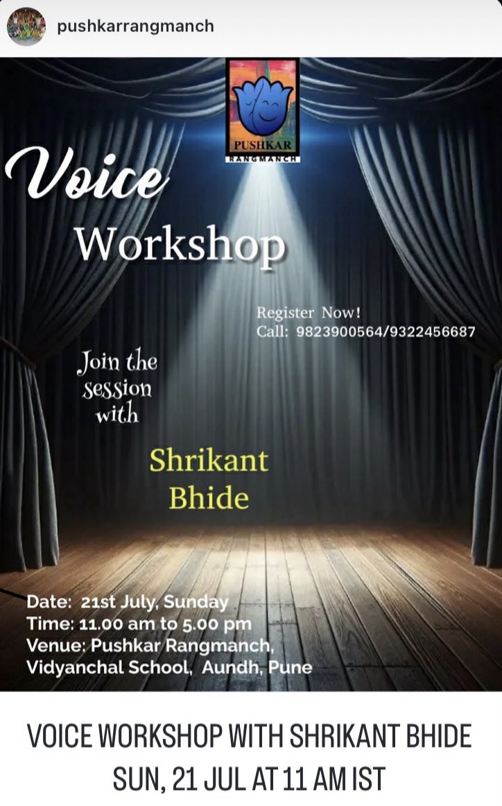 sharrydube's tweet image. Voice Workshop @ Pune
#theatre -#hinditheatre @Prangmanch_DoT