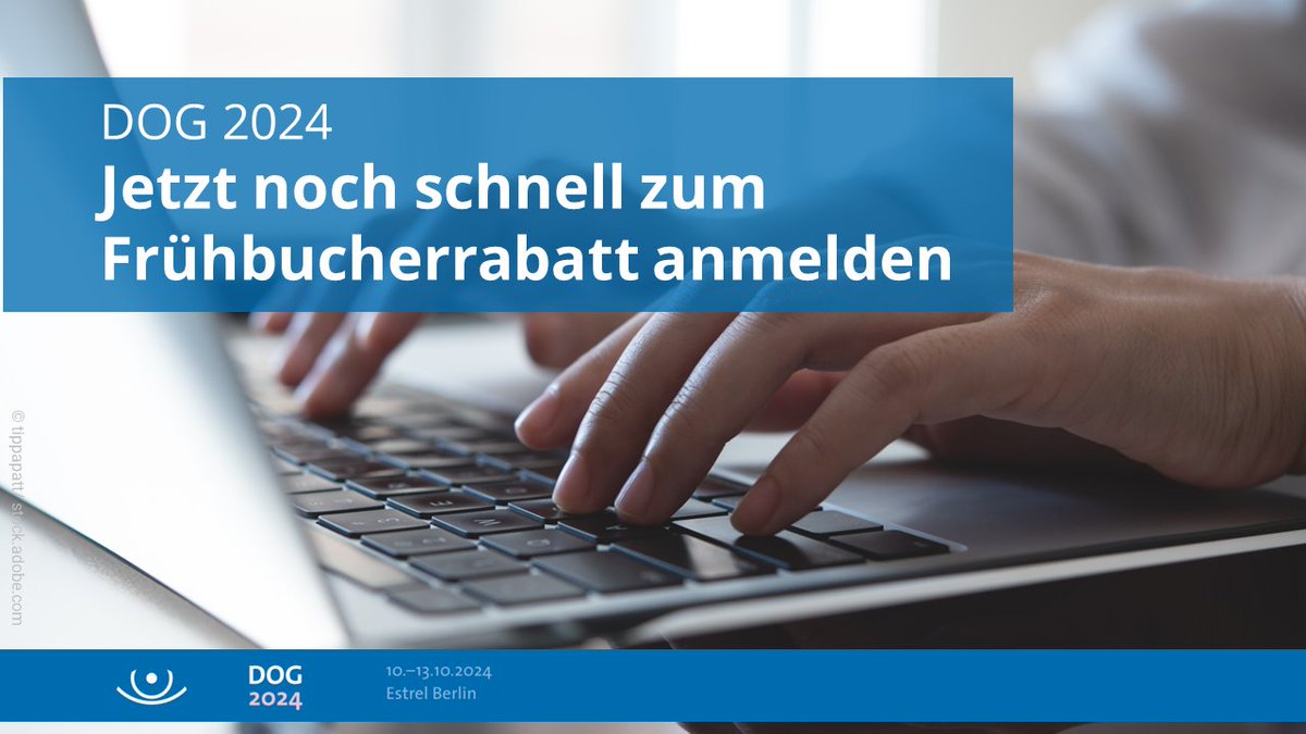 Jetzt noch schnell für die #dog2024 zum Frühbuchertarif registrieren!
Der Countdown läuft: Noch bis zum 21. Juli können Sie sich zum Frühbucherpreis anmelden.
dog-kongress.de/teilnahme/
#kongress #augenheilkunde