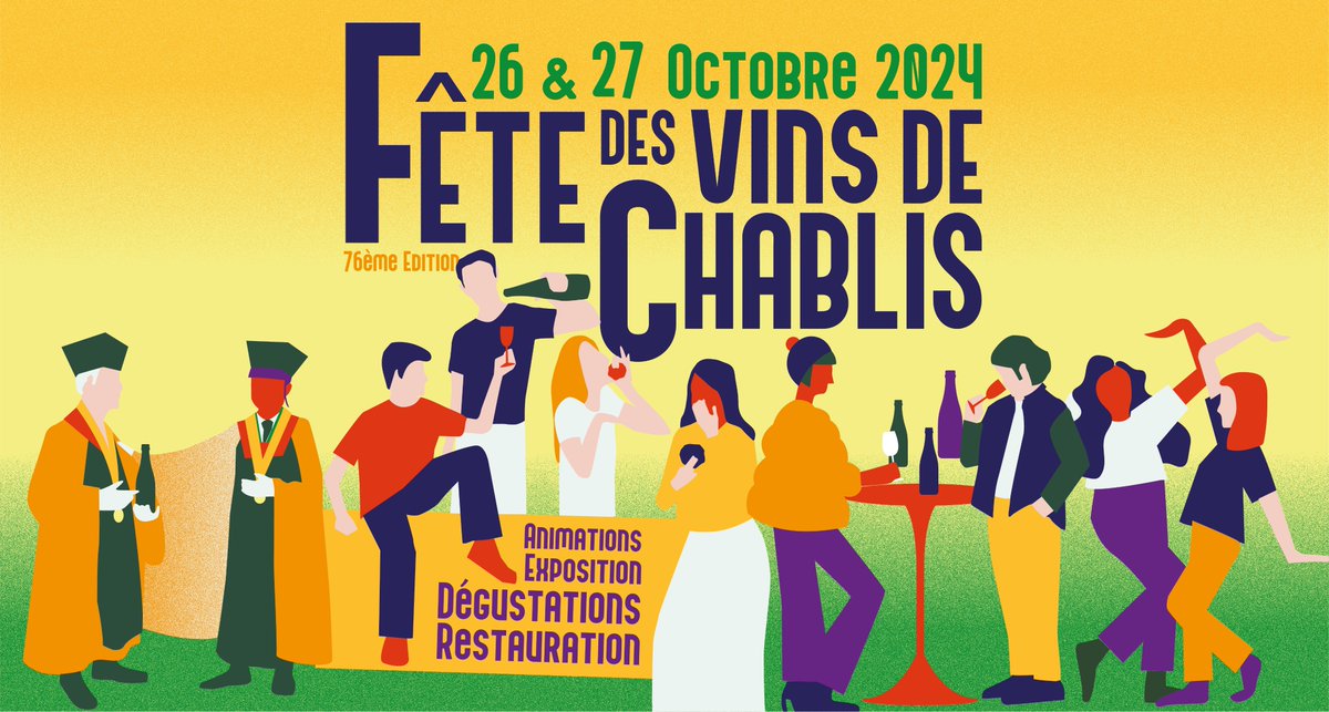 🥳 Nous vous attendons nombreux à la 76ème édition de la Fête des Vins de #Chablis
📆 26 et 27 Octobre 2024
🎟️ Entrée gratuite, verre de dégustation 6€
➡️ Détails sur notre nouveau site fetedesvinsdechablis.fr
Suivez-nous sur Facebook et Instagram @fetedesvinsdechablis