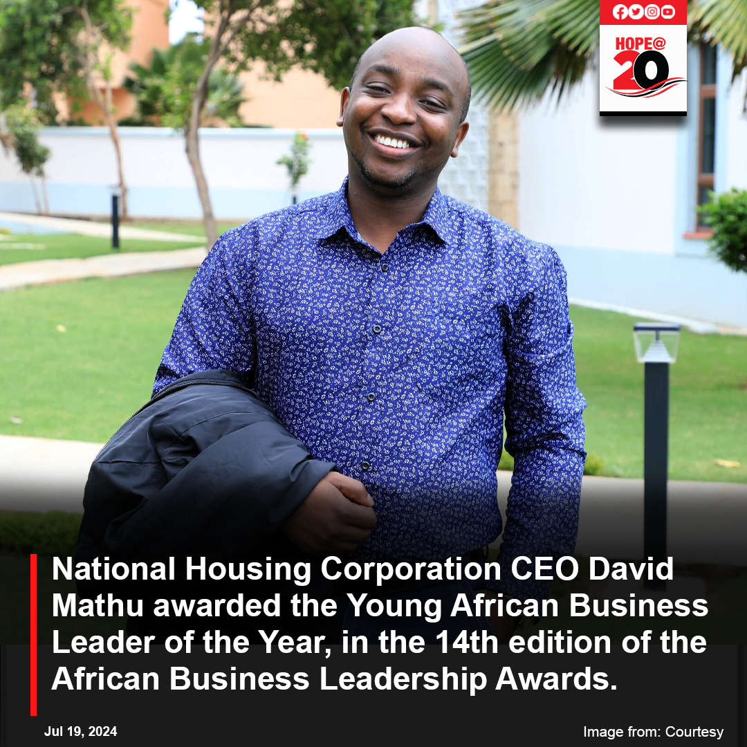 HopeTV_KE's tweet photo. National Housing Corporation CEO David Mathu awarded the Young African Business Leader of the Year, in the 14th edition of the African Business Leadership Awards. https://t.co/1r6bFagK2q