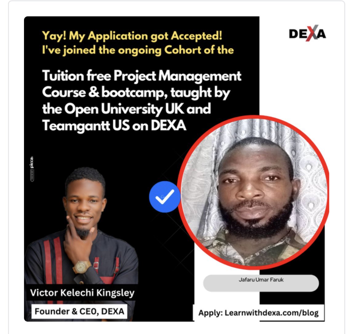 Umarjaf's tweet photo. Bracing myself for a journey of learning &amp; growth as an emerging project manager @LearnwithDEXA_ #LearnwithDEXA https://t.co/L0TbCG144t