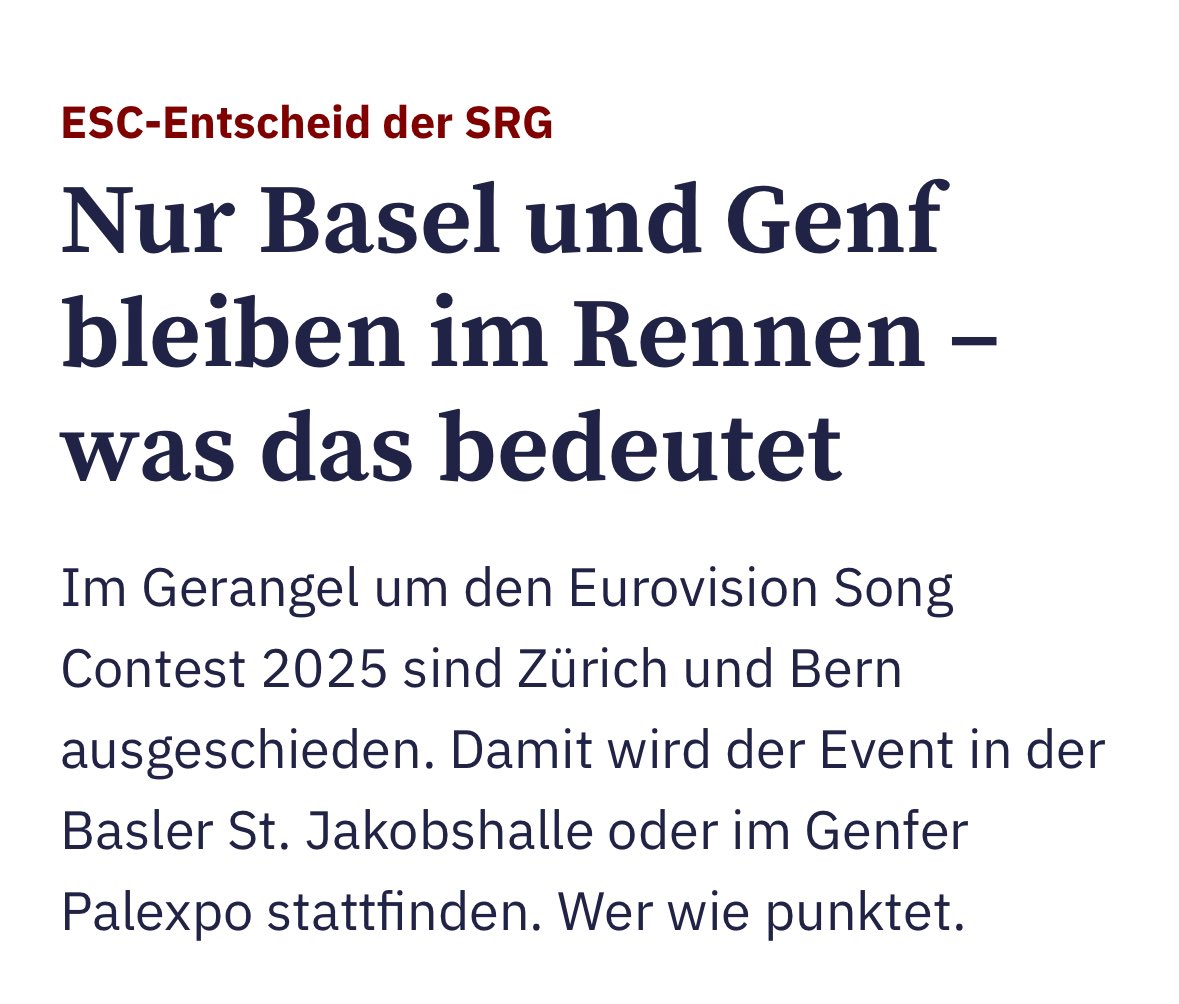 Dann drücke ich Genf ganz fest die Daumen, dass sie den ESC durchführen dürfen! Würde mich wirklich sehr freuen.