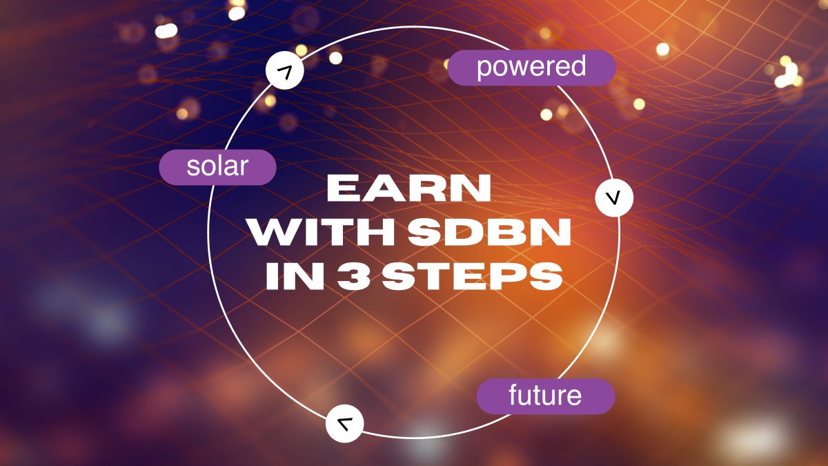Earn with SDBN in 3 simple steps.
1. Head over to sdbn-token.com
2. Choose your payment type
3. Receive your tokens and enjoy sustainable returns
Join SDBN today! ☀️🚀