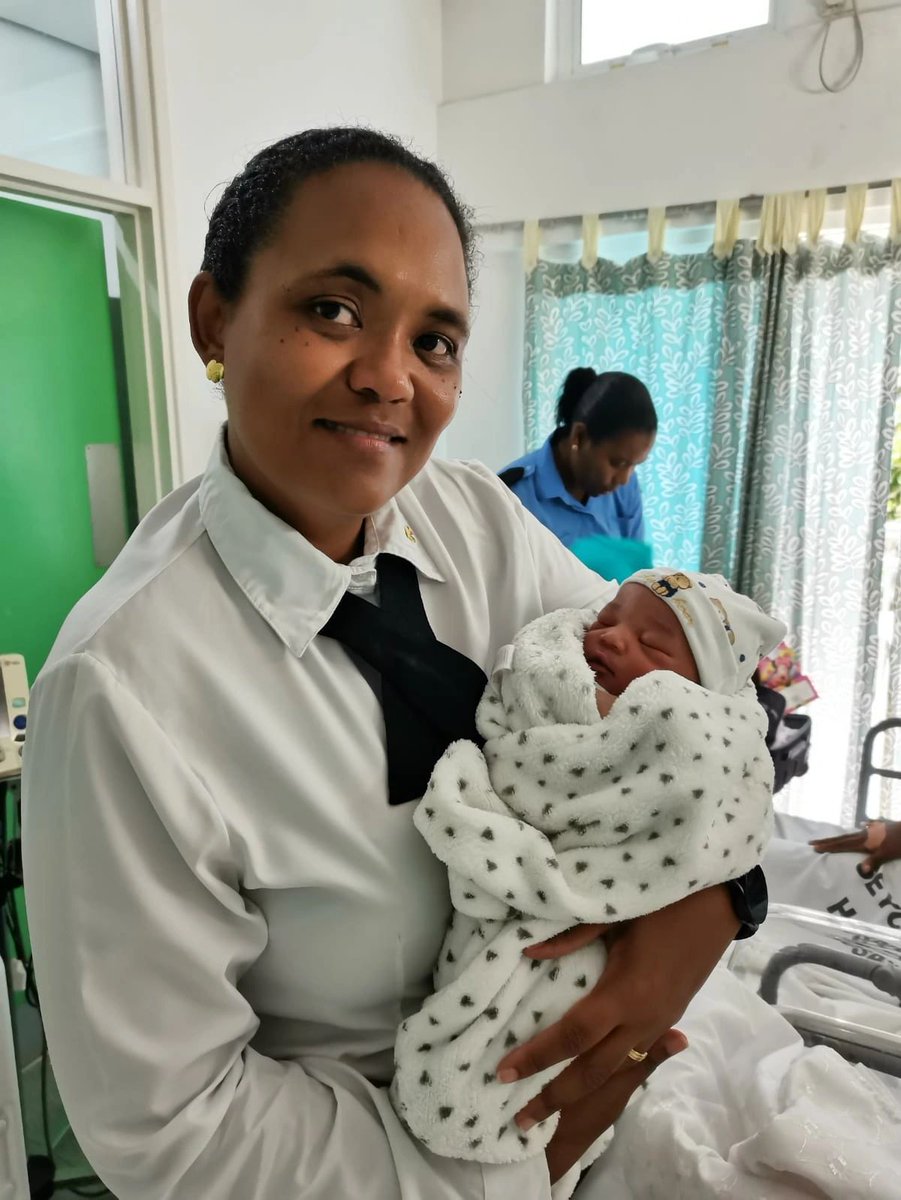Happenings.  New baby boy born 18 July 2024 at 0230hrs cuddled by Miss Elsa Nourice Head of Probations and Rehabilitation.  The little one is already a victim considering his mom was arrested at airport trying to smuggle drugs into the country! #itisinyourhands
