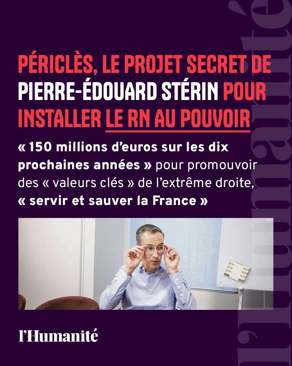 🧵 [Révélation Humanité] Le projet Périclès, dont l’Humanité publie les détails, fixe les ambitions du milliardaire Pierre-Édouard Stérin pour porter le RN au pouvoir.
 
➡️ l.humanite.fr/3n