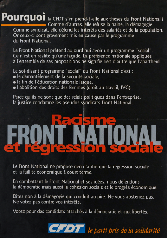 📄 À celles et ceux qui découvrent, en 2024, le combat de la CFDT contre l'#extremedroite, retrouvez ici des archives de 1988 et 1997. ➡️ archives.memoires.cfdt.fr/Actualites/p55… #AssembleeNationale #legislatives #toutsaufleRN