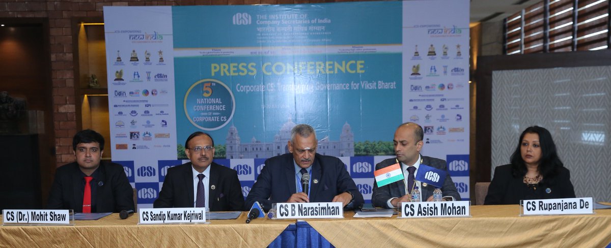 icsi_cs's tweet image. #CS B Narasimhan, President #ICSI addressing the media at 5th National Conference of Corporate #CS in Kolkata #ICSICorporateCS