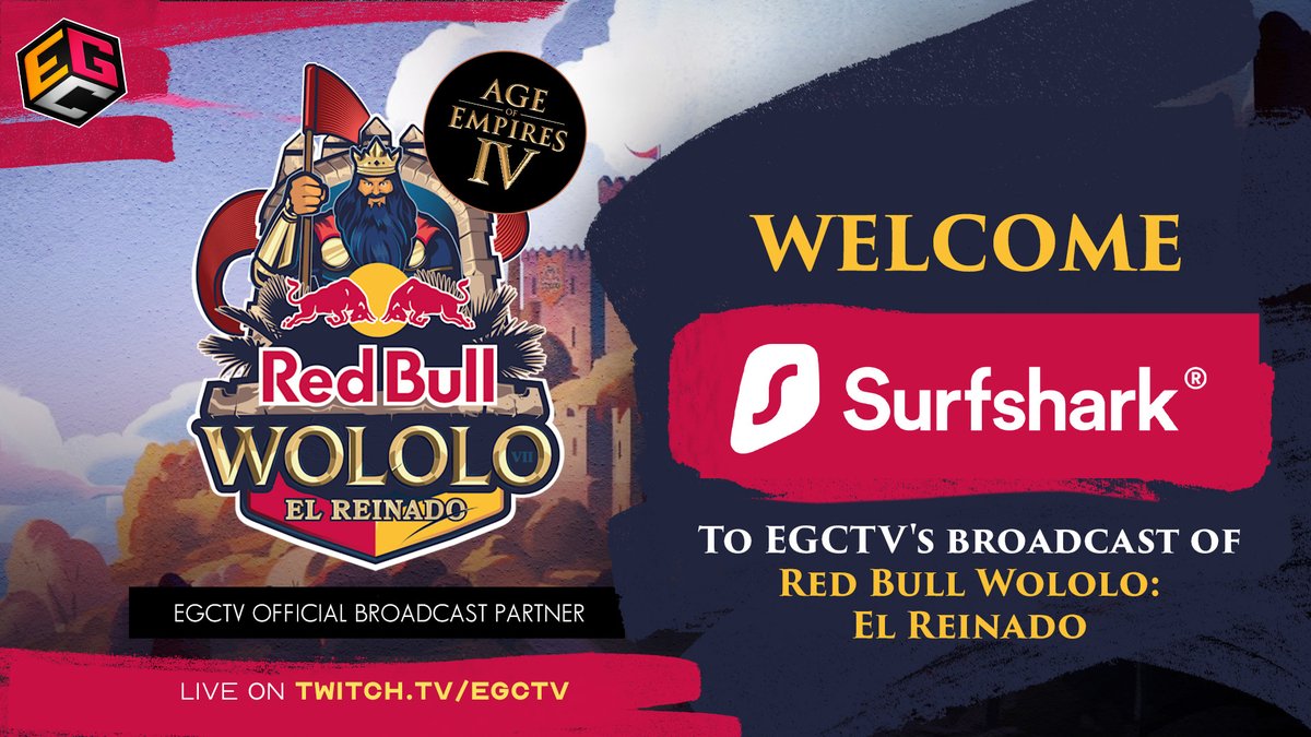 We're thrilled to be the official broadcaster of the online element of Red Bull Wololo (AOE IV)!

We're just as excited to welcome back our friends <a href="/surfshark/">Surfshark</a> who will partner us for the EGCTV broadcast!

Get up to an 86% discount AND 4 extra months free: surfshark.deals/WOLOLO