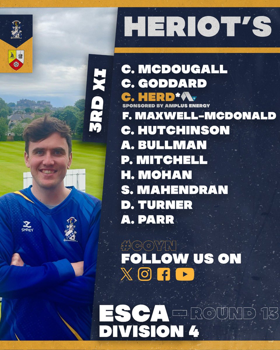 HeriotsCricket's tweet photo. 🔵⚪️ UPCOMING FIXTURES ⚪️🔵

1s Away to @FCC1860 
2s Home to @linlithgowcc 
3s Away to @TPVcricket 

#coyn https://t.co/f8NbkT2Rws