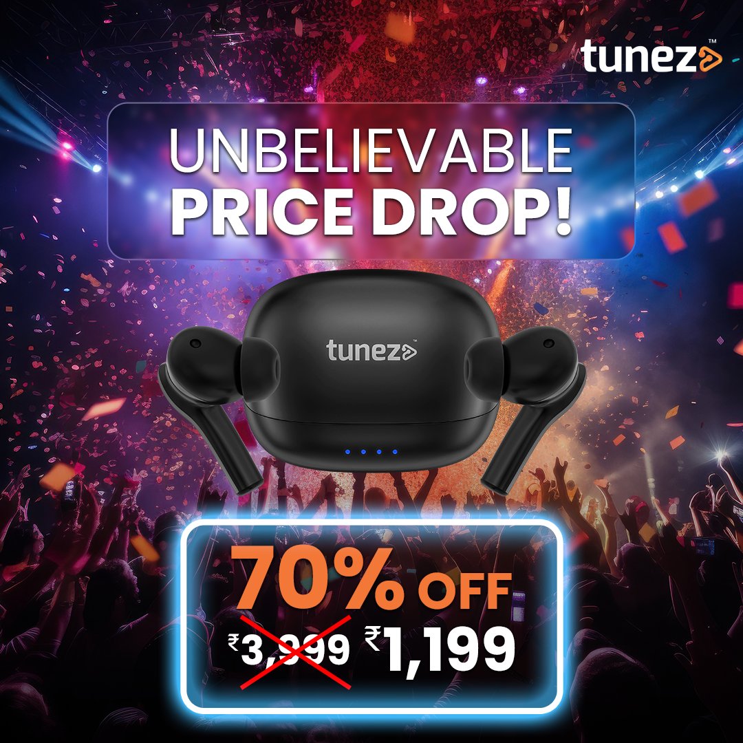 tunez_go's tweet image. Tune in to amazing sound quality with our True Wireless Earbuds. E01, E02, and E03 are now available for just ₹1199. Don&apos;t wait – this exclusive offer is selling out fast. Order yours today and enjoy the best in wireless audio. 🎧

Buy now - gotunez.com/collections/tr…

#Tunez
