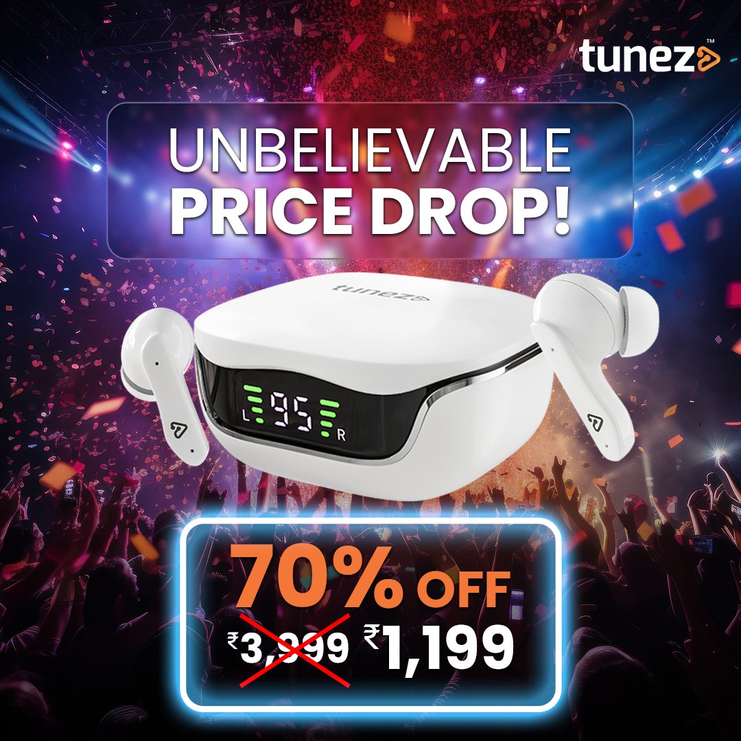 tunez_go's tweet image. Tune in to amazing sound quality with our True Wireless Earbuds. E01, E02, and E03 are now available for just ₹1199. Don&apos;t wait – this exclusive offer is selling out fast. Order yours today and enjoy the best in wireless audio. 🎧

Buy now - gotunez.com/collections/tr…

#Tunez
