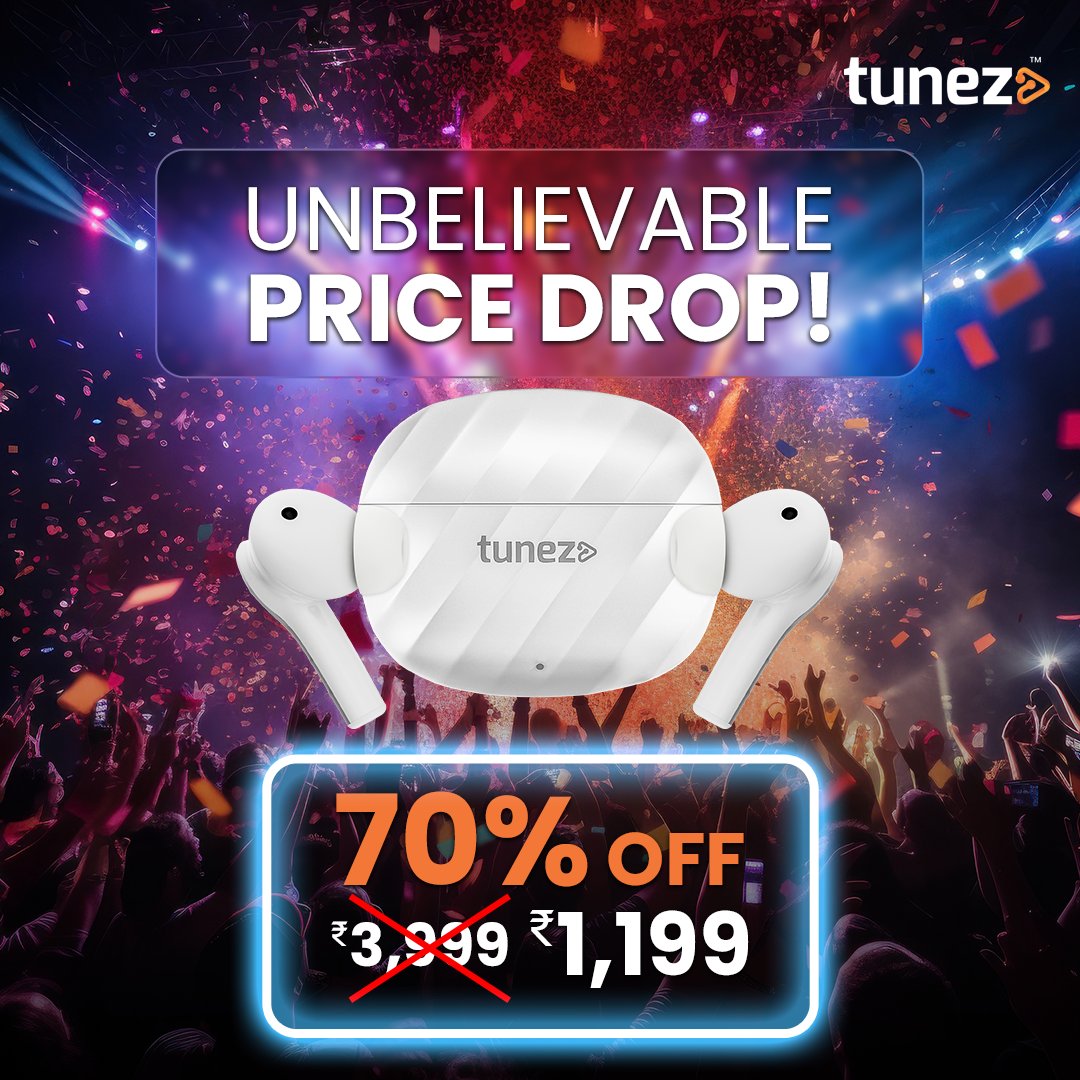 tunez_go's tweet image. Tune in to amazing sound quality with our True Wireless Earbuds. E01, E02, and E03 are now available for just ₹1199. Don&apos;t wait – this exclusive offer is selling out fast. Order yours today and enjoy the best in wireless audio. 🎧

Buy now - gotunez.com/collections/tr…

#Tunez