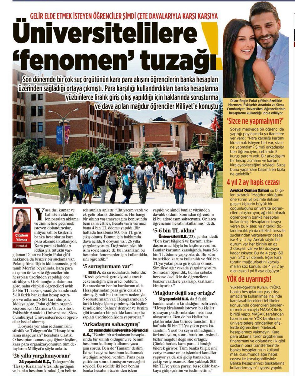 Yasa dışı kumar ve bahisten elde edilen paraları aklama ve zimmetine geçirmek isteyen dolandırıcılar, ihtiyaç sahibi kişilerin banka hesaplarını kara para akışında kullanıyor. Kara para akladıkları iddiasıyla tutuklu yargılanan Dilan ve Engin Polat çifti hakkında da benzer bir