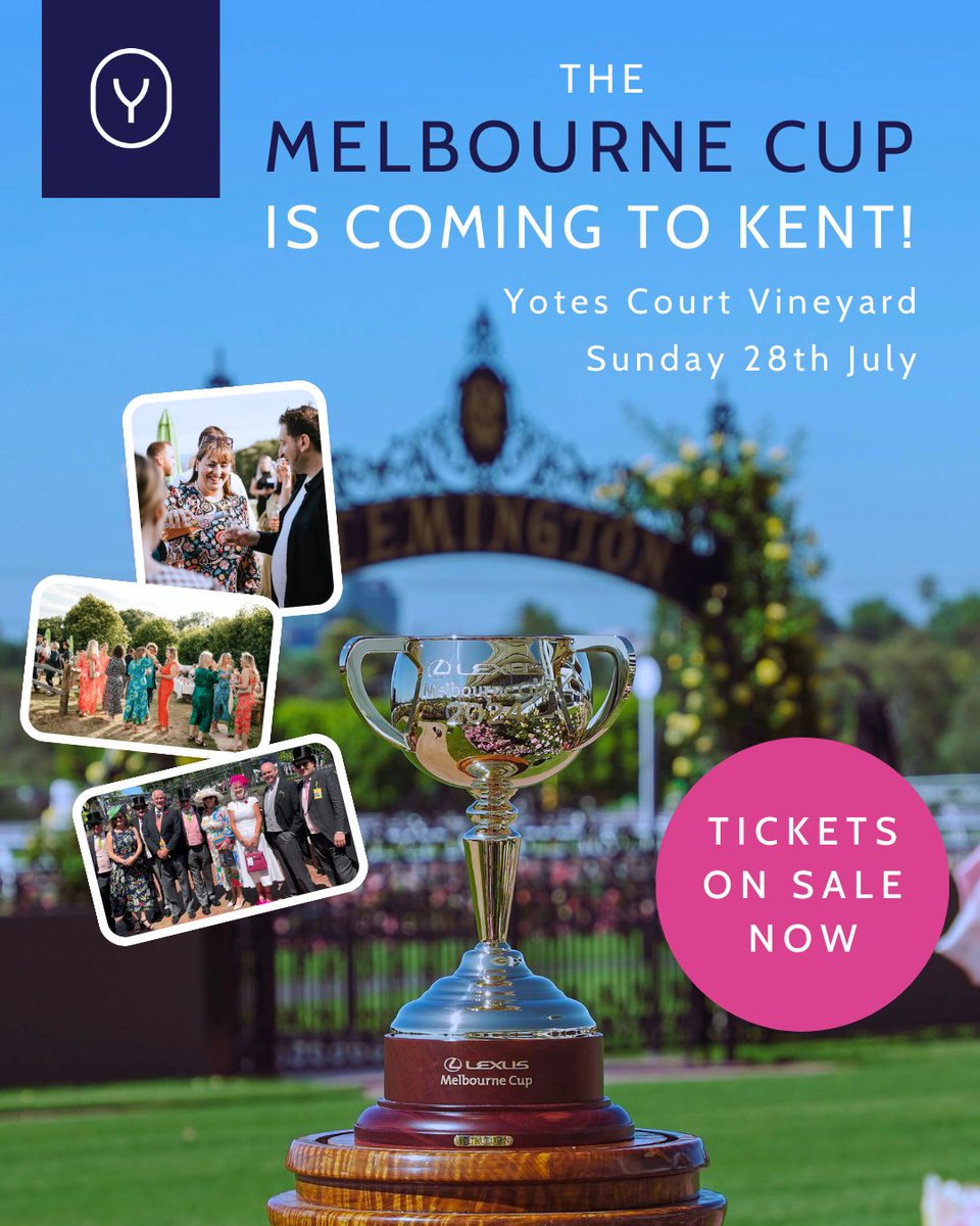 leemottershead's tweet photo. Here's a lovely way to spend a Sunday afternoon - get your picture taken with the @MelbourneCup and enjoy a glass of English sparkling wine with Susannah and Rich Ricci at their Yotes Court vineyard in Kent.
For info and tickets visit: https://t.co/ps31sfFaZL https://t.co/YPfN1bTOXC