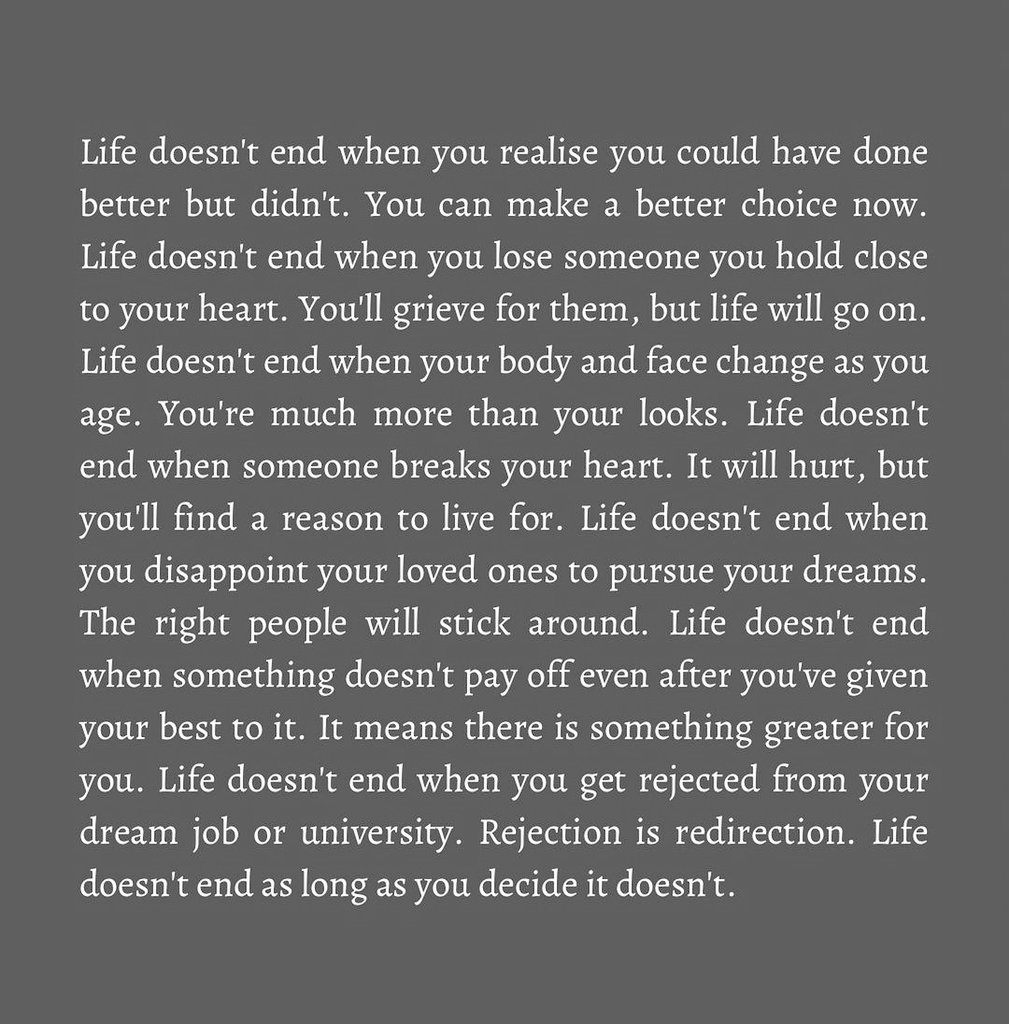 Liminal1988's tweet photo. Life doesn't end when... https://t.co/b7SXWoo1vu