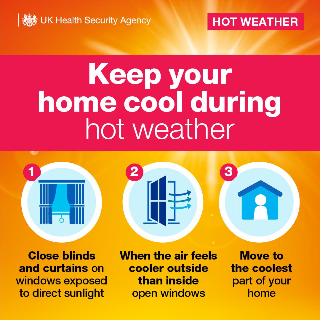 Make sure to keep your home cool on hot days - follow the UKHSA's advice 🌬🥵☀