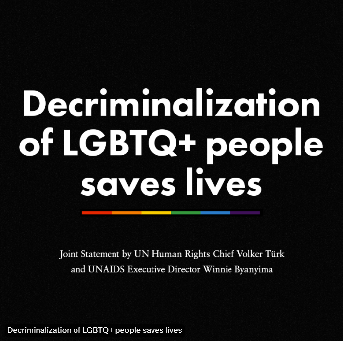 Winnie_Byanyima's tweet photo. My joint statement with @volker_turk on why laws criminalizing LGBTQ+ people must be consigned to history.

Stigma kills. Solidarity saves lives.

@UNAIDS @UNHumanRights 
👇🏾
https://t.co/zOQCwOAUYP https://t.co/aU6SPNIItt