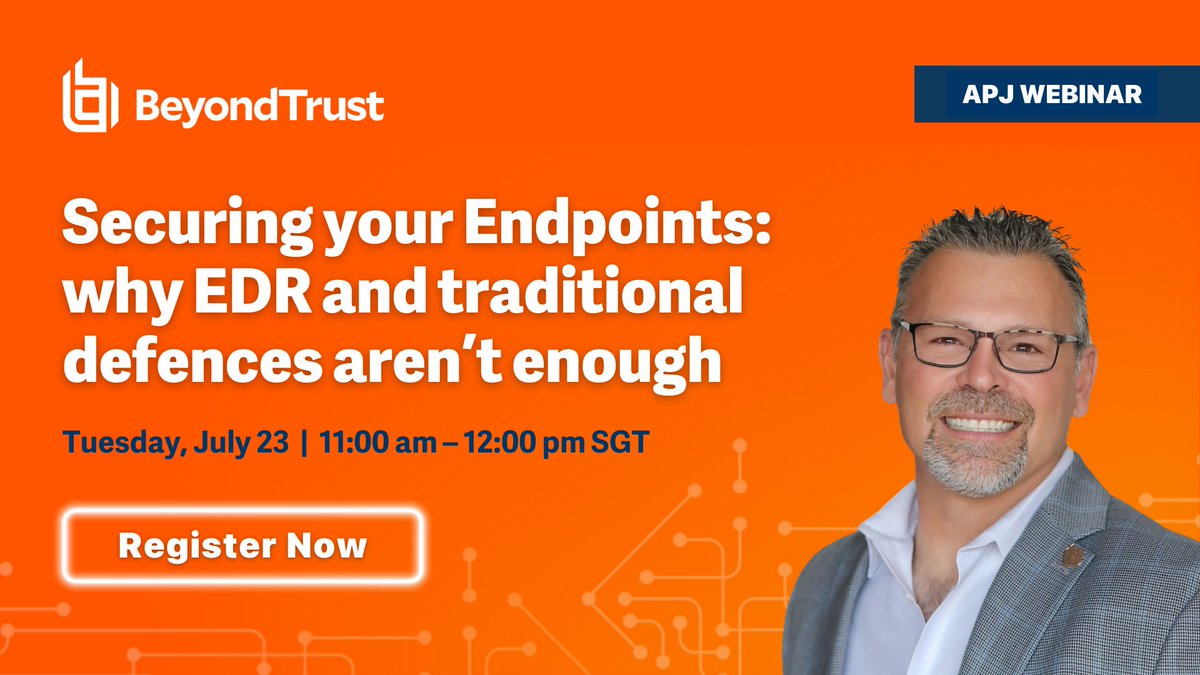 aschuett's tweet photo. APJ Webinar: Join Chief Security Strategist, Christopher Hills, for a deep dive into why managing privilege is a critical first step in a preventative approach to endpoint security. https://t.co/G4S4RKEOER