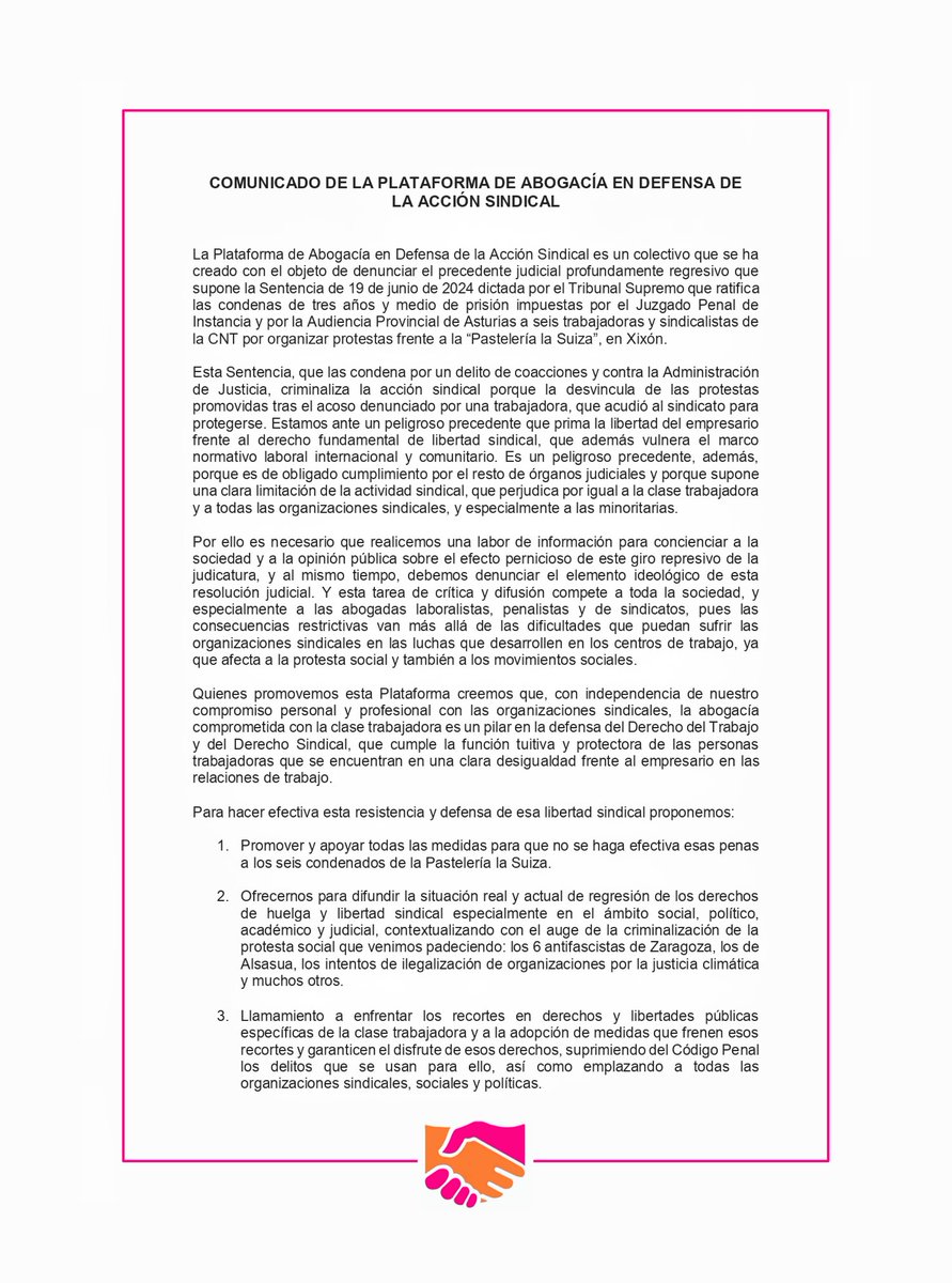 📢Comunicado oficial de la Plataforma de Abogacía en Defensa de la Acción Sindical.
¡¡Contáctanos para unirte y síguenos para más info!!
