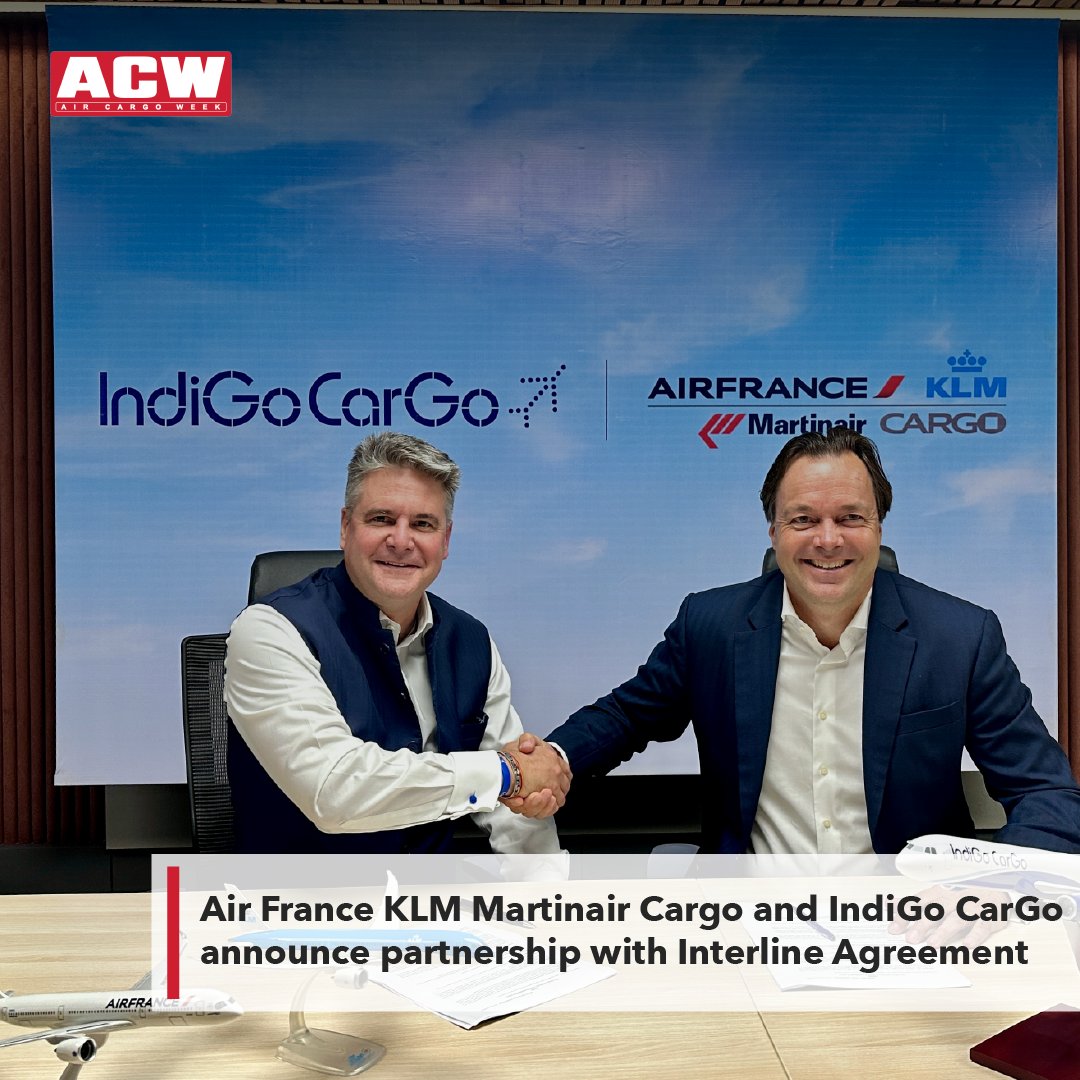aircargoweek's tweet photo. AIR FRANCE KLM MARTINAIR CARGO AND INDIGO CARGO ANNOUNCE PARTNERSHIP WITH INTERLINE AGREEMENT
https://t.co/Beb9atAUD3
#AirFranceKLM #MartinairCargo #IndiGoCargo #CargoPartnership https://t.co/Qbn9Mjlkrd