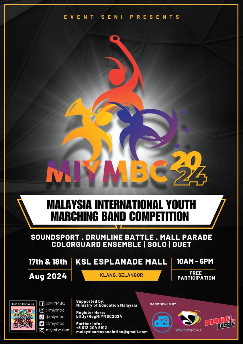 Counting days to the first ever SoundSport event in Malaysia!

The MIYMBC 2024 will feast you with colorful performances from 4 countries

Come and get together at the KSL Esplanade Mall this 17th &amp; 18th August. No fees, no tickets. 

See you there! 
#kliymbc #miymbc #soundsport