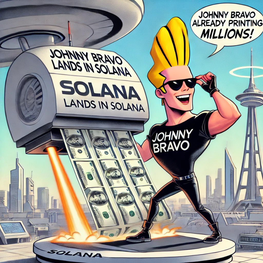 SwiftWhimn's tweet photo. 💪 With Johnny Bravo leading the charge, our memecoin is going to flex its way to the top! 🚀 Are you ready for the chart-topping action? #BravoCoin #CryptoRising #ToTheMoon https://t.co/ts4GwjJYYI