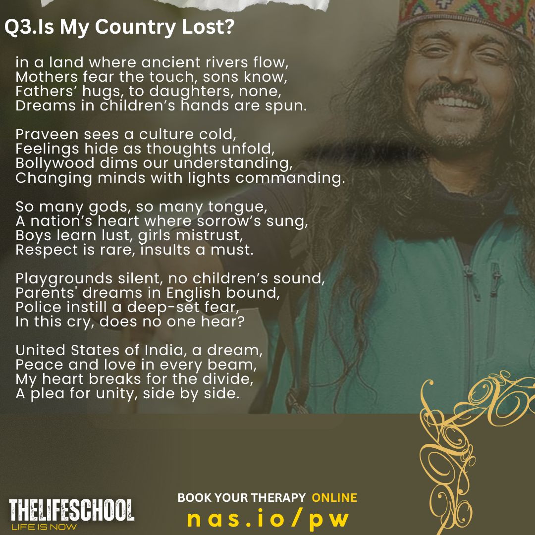 Q3.Is My Country Lost?
🎉 Use Discount Code: -NOW to get 50% off!

🧠💼 Book Your Therapy Online: nas.io/pw
#pw #lifeschool