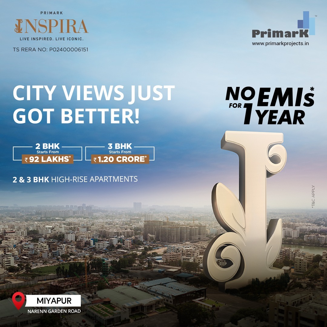 Inspira high-rise apartments with expansive balconies offer unparalleled luxury for urban living. Experience panoramic cityscape views that redefine lavish living.

For more details, call: +91 89519 81122
Visit Our Website: primarkprojects.in/inspira/