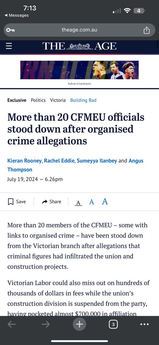 More than 20 CFMEU officials have been stood down for allegedly being linked to organised crime. It says a lot about an organisation that it had this many alleged criminals employed there. Remember, the Victorian branch took over the South Australian branch in 2022