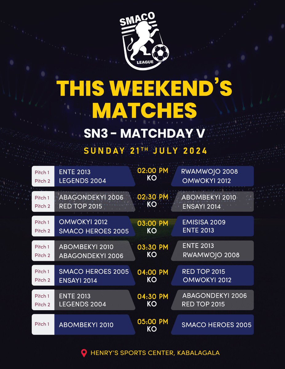 SmacoLeague's tweet photo. As it will down this Sunday 21.07.2024 at Henry’s Sports Centre Kansanga. See you there✌🏻 https://t.co/77Uo2fz4kj
