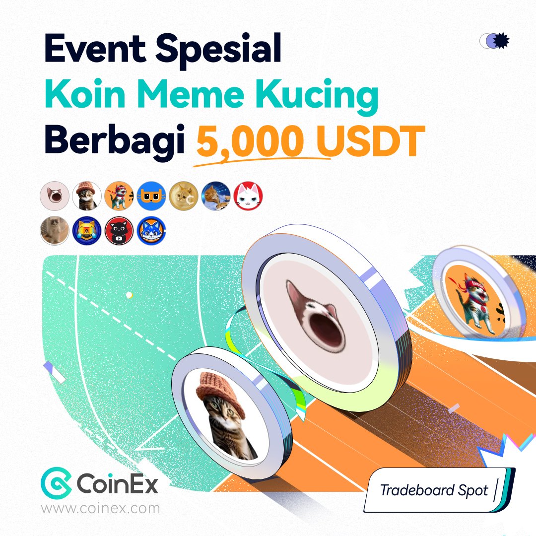 CoinExIndonesia's tweet photo. Tidak hanya #MulungBarengCoinEx berbagi IDR 250 Juta, ikuti juga Event Spesial Koin Meme Kucing dengan hadiah total 5,000 $USDT! Dapatkan semua 🎁nya!

🌕Market Spot: $KITTY, $TOSHI,  $KEYCAT,  #PAJAMAS,  #BILLYCAT,  $CWIF,  $CAT,  $MICHI,  $MEW,  $POPCAT,  $MOG

🔗 Event Spesial Koin Meme Kucing: https://t.co/vvyJCgthjF
🔗 Event Mulung Bareng CoinEx: https://t.co/7L5ci2xgYF