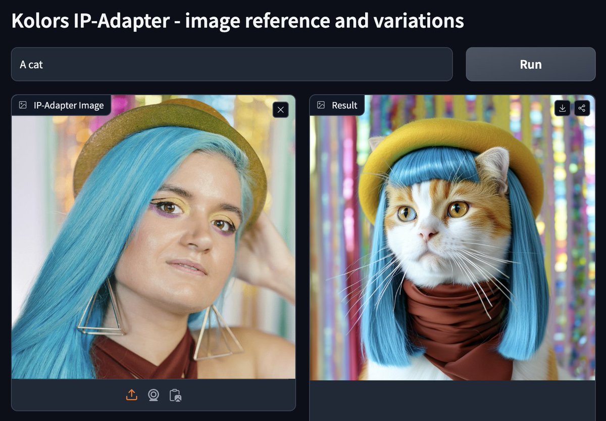 multimodalart's tweet photo. I'm genuinely impressed by Kolors IP Adapter! 🎨

Just put out a demo so you can play with image variations and reference 🖼️ 

▶️ https://t.co/mS8cfs5Fbp https://t.co/AKTy2et30K
