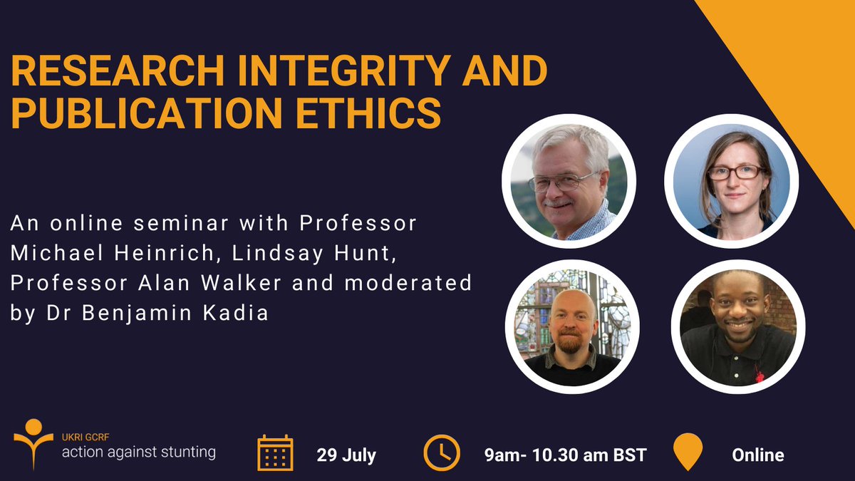 ❓ Ever wondered how to avoid research misconduct? Get the answers from experts like Prof. Michael Heinrich at our webinar on July 29. Don't miss out on this crucial discussion! Register here: lshtm.zoom.us/webinar/regist…
#ResearchIntegrity #Ethics