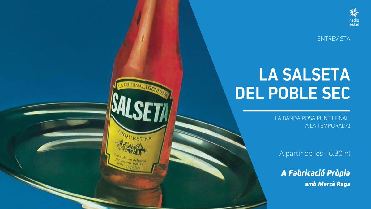 💥 Aquest divendres, La Salseta del Poble Sec al <a href="/FabPropiaEstel/">Fabricació Pròpia</a>!

🪇 La banda posa música a l'últim programa de la temporada!

▶️ Escolta'ls a partir de les 16.30 h!
📡 radioestel.cat/en-directe/