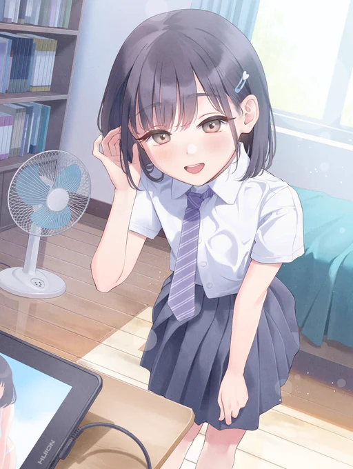 「せっかく遊びに来てやったのに、夏コミの準備するの?仕方ないな、モデルになってあげるよ」#HUION創作 