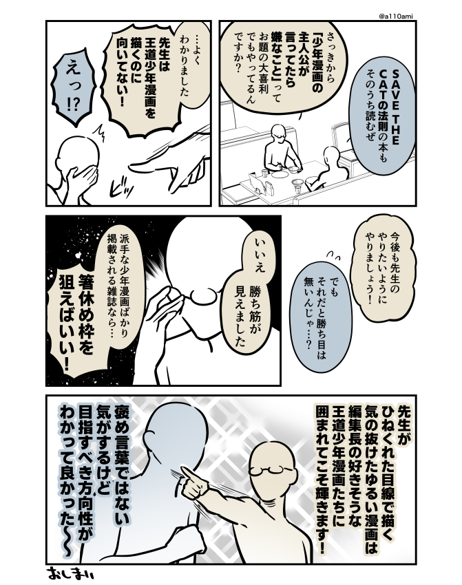 新連載を考える漫画家と編集のオリジナル漫画(のネーム )
少年漫画の主人公編(3/3) 