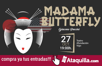 Entradas ya a la venta: goo.su/LRC9
El 27 de octubre, a las 19 horas, “Madama Butterfly”. Con Vanessa Goicoetxea (Cio Cio San), Alejandro del Cerro (Pinkerton), Cristina del Barrio (Suzuki), Manel Esteve (Sharpless), César Gutiérrez (Goro), Cristian Díaz (Tío Bonzo)