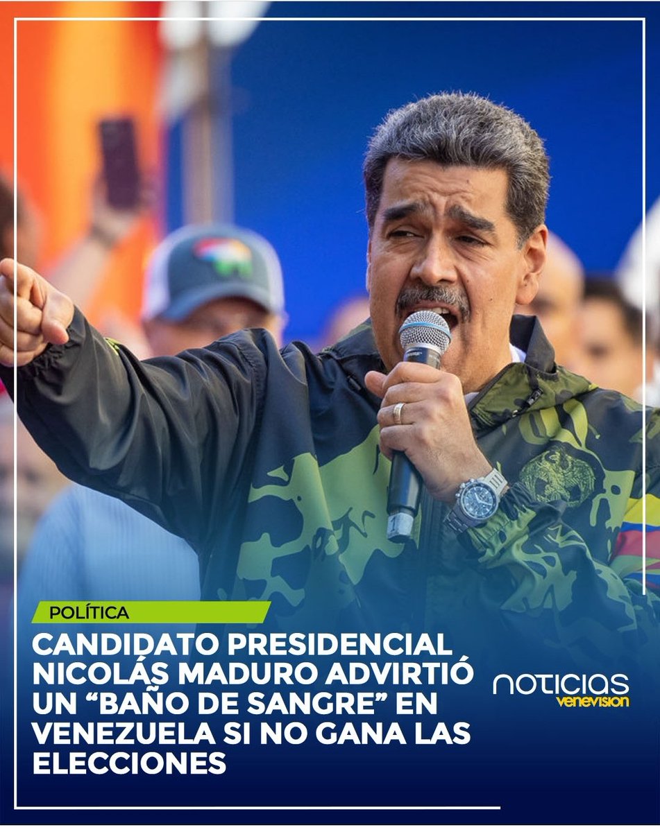 #19Jul ¿Baño de Sangre?
#ATENClÓN El candidato presidencial oficialista nos hace ésta advertencia  en caso de NO ganar
¿No sería mejor hacer un llamado al RESPETO
la TOLERANCIA y la PAZ?
Después de 12 años de fracasos el RESULTADO es EVIDENTE
#VenezuelaConEdmundo
#ULTIMAHORA #MCM