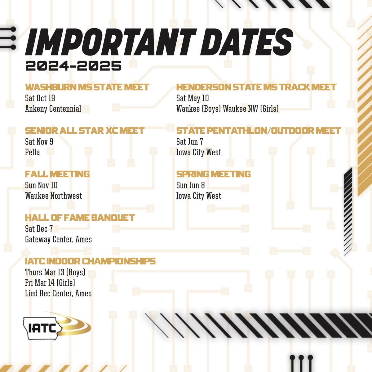 Coaches‼️
✏️Put these IATC sponsored events  into your 📅 for the upcoming school year!