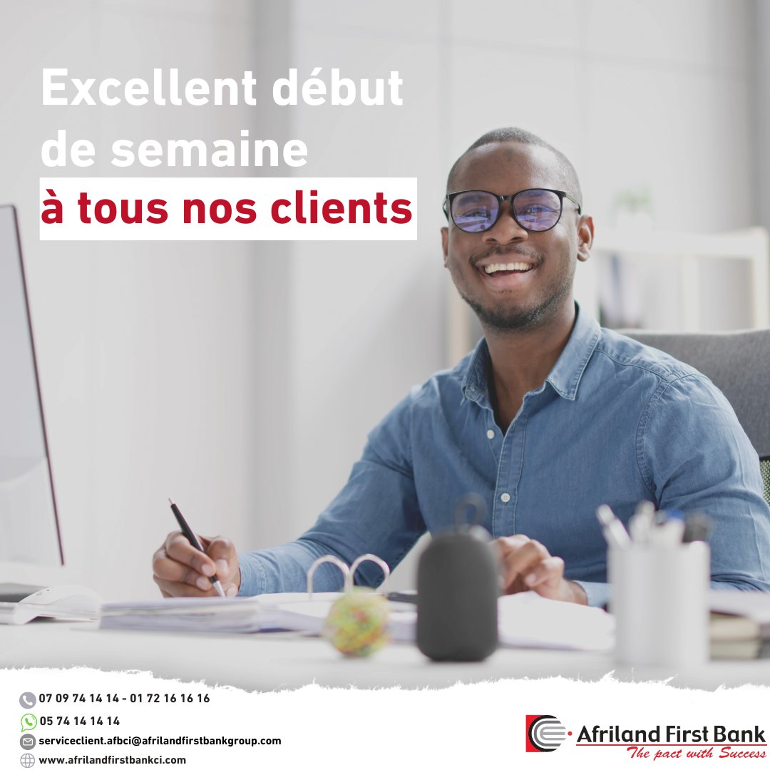 AFB_CI's tweet image. 🏦💼 Excellente semaine de la part d'Afriland First Bank CI !

Votre argent est entre de bonnes mains. Profitez de nos services en ligne sécurisés et de l'assistance de notre équipe.

#AFBCI #Bonnesemaine #ProximitéClient #BanquePourTous