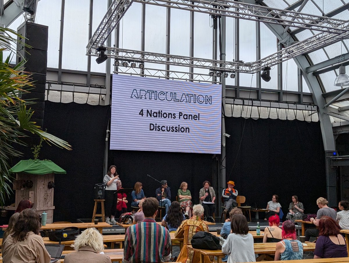 Thank you to the speakers on today's 4-Nations panel for a fascinating discussion: Sho Shibata @OutdoorArtsUK, Miriam Dunne <a href="/waterfordspraoi/">Waterford Spraoi</a> <a href="/ISACSIreland/">ISACS</a>, Zoe Munn <a href="/Articulture_/">Articulture Wales</a> <a href="/GreenManFest/">Green Man</a>, Alan Richardson @SurgeScotland, and our Chair Jennifer Paterson <a href="/AllorNothingADT/">All or Nothing ADT</a>