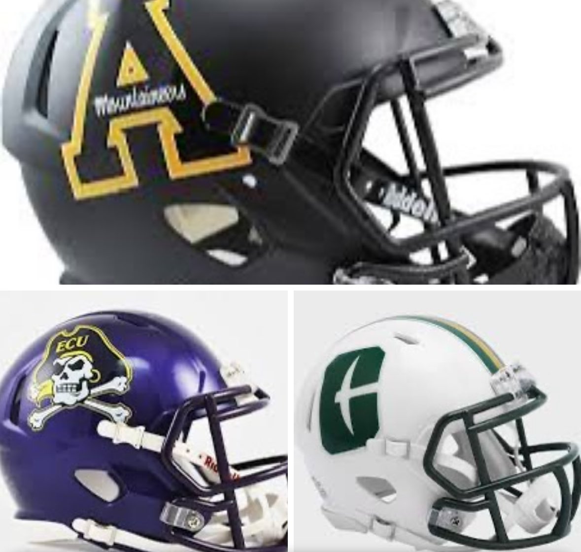 _CFBinNC_'s tweet photo. Which G5 school in the state of North Carolina has the best helmets? 🏈

Poll in the comments: https://t.co/8ImXS6iwki