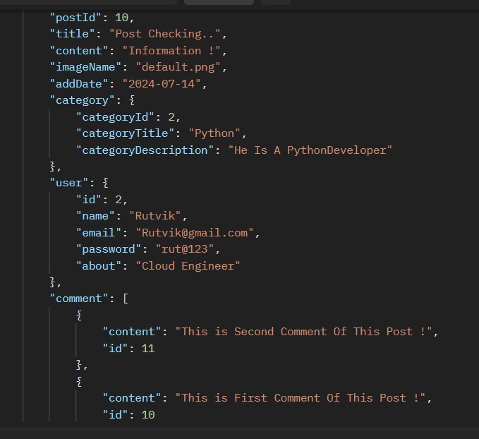 dilxcode's tweet photo. 🚀 Day 14
-I’ve Successfully Wrapped up the Comment API in my Blogging App!
 📝Now We Can:
Add single or multiple comments to posts.
Enjoy Robust error handling for invalid IDs..
#SpringBoot #Java #100DaysOfCode #100daysofcodechallenge #programming https://t.co/2FKNreXgKU
