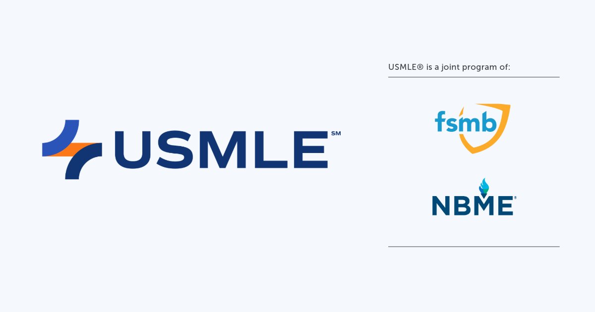 TheUSMLE's tweet photo. The #USMLE is co-sponsored by @TheFSMB and @NBMEnow. Together FSMB and NBME maintain the program’s integrity, develop policies and procedures, conduct program research and appoint physicians and medical educators to serve on USMLE committees. https://t.co/ZTW62VGvaW #MedTwitter https://t.co/5yJCt0WxSj