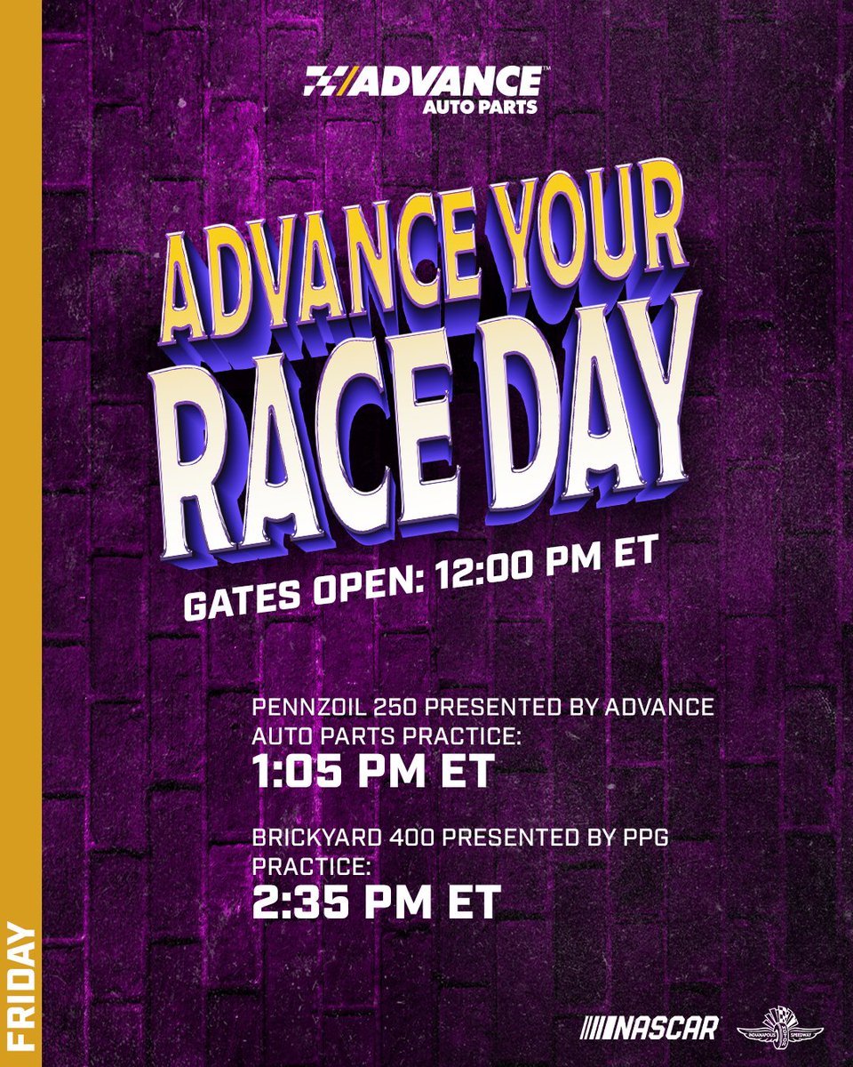 IMS's tweet photo. Gates are open for the first #NASCAR oval laps turned in four years 😍

Want to #AdvanceYourRaceDay for tomorrow? RT for your chance to win 4 Hulman Terrace Club tickets, 4 pit passes and 1 Parking Pass, all for tomorrow’s #Pennzoil250 presented by @AdvanceAuto Race Day! https://t.co/AkLssCXsz0