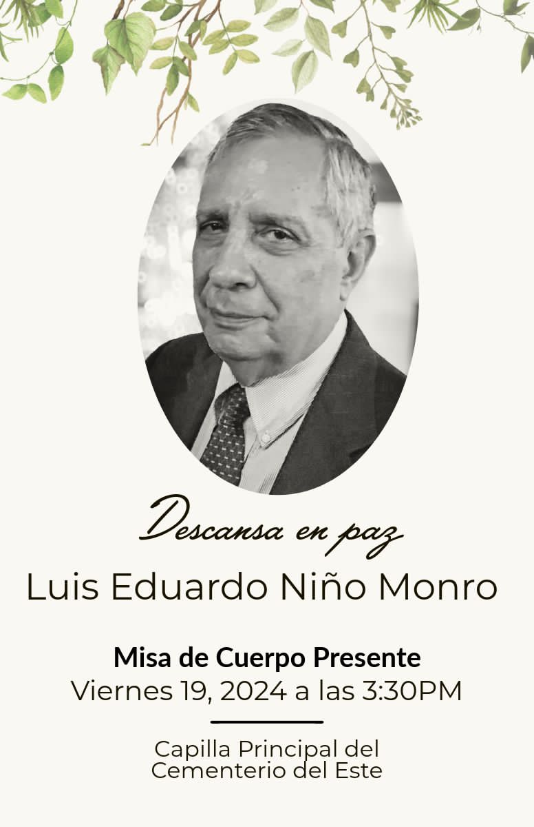 cavecon1's tweet photo. La JD de  CAVECON, cumple con el penoso deber de participar la desaparición física del Ing. Luis E. Niño Monró, expresidente ésta Cámara.
Hacemos llegar  su Sra. Esposa María Luisa Marrero de Niño, hijas, nietos, colegas, amigos y demás familiares, nuestra condolencia. https://t.co/2k2KE1Lxe0