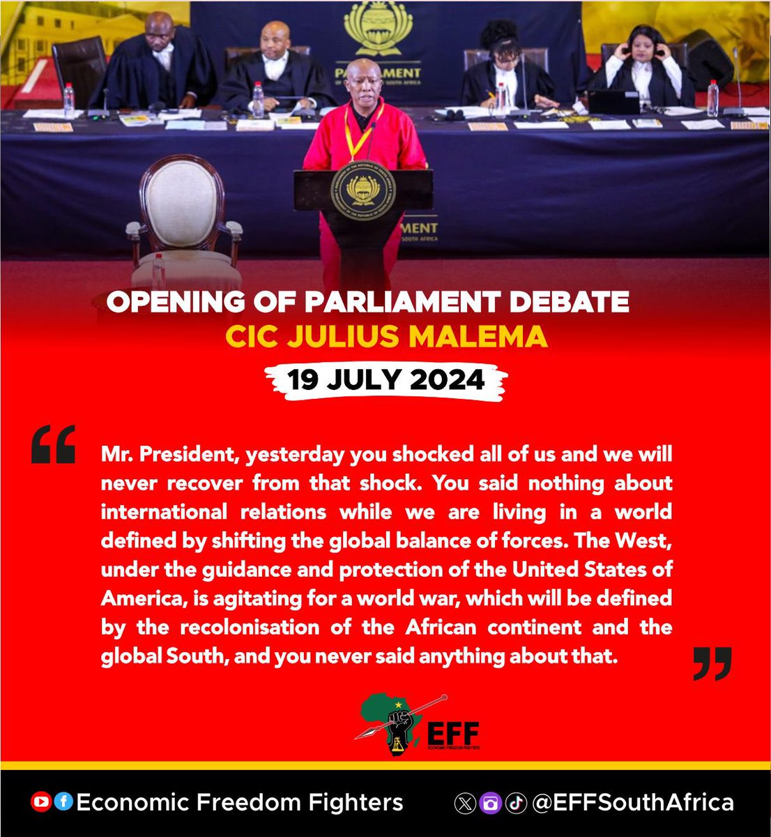 EFFSouthAfrica's tweet photo. #CICDebates
#EFFinParliament https://t.co/5QYi3y3wxg