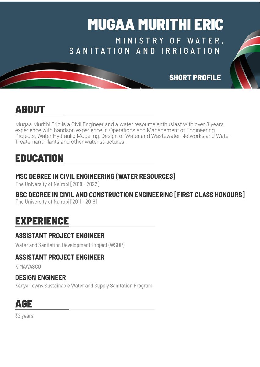 Gideon_Kitheka's tweet image. This is one of the most well-thought-out appointments by President William Ruto @WilliamsRuto. Eric Murithi is not only well-educated but also embodies academic excellence, hope, and unlimited potential. 

As a qualified water engineer whose career was just beginning, President…