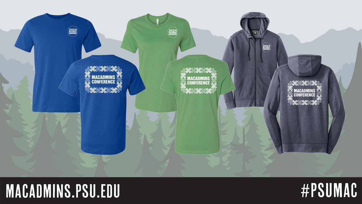 CLOSING SOON! Show your support with conference t-shirts and hoodies! Not only will you look stylish, you’ll be supporting the conference since proceeds go towards making the event even better.

Don’t miss out – shop closes on July 20! macadmins.psu.edu/store

#psumac #macadmins